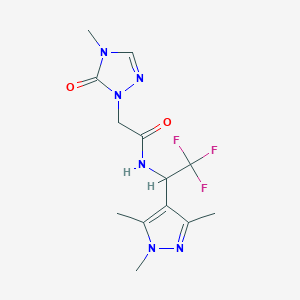 molecular formula C13H17F3N6O2 B6966146 2-(4-methyl-5-oxo-1,2,4-triazol-1-yl)-N-[2,2,2-trifluoro-1-(1,3,5-trimethylpyrazol-4-yl)ethyl]acetamide 