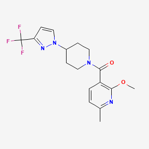 molecular formula C17H19F3N4O2 B6966175 (2-Methoxy-6-methylpyridin-3-yl)-[4-[3-(trifluoromethyl)pyrazol-1-yl]piperidin-1-yl]methanone 