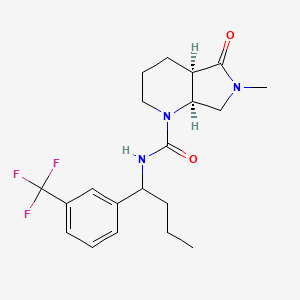 molecular formula C20H26F3N3O2 B6966184 (4aR,7aS)-6-methyl-5-oxo-N-[1-[3-(trifluoromethyl)phenyl]butyl]-2,3,4,4a,7,7a-hexahydropyrrolo[3,4-b]pyridine-1-carboxamide 