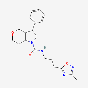 molecular formula C20H26N4O3 B6966214 N-[3-(3-methyl-1,2,4-oxadiazol-5-yl)propyl]-3-phenyl-3,3a,4,6,7,7a-hexahydro-2H-pyrano[4,3-b]pyrrole-1-carboxamide 