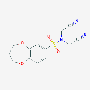 molecular formula C13H13N3O4S B6966246 N,N-bis(cyanomethyl)-3,4-dihydro-2H-1,5-benzodioxepine-7-sulfonamide 