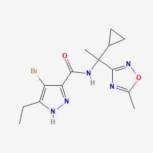 4-bromo-N-[1-cyclopropyl-1-(5-methyl-1,2,4-oxadiazol-3-yl)ethyl]-5-ethyl-1H-pyrazole-3-carboxamide