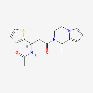 molecular formula C17H21N3O2S B6966333 N-[3-(1-methyl-3,4-dihydro-1H-pyrrolo[1,2-a]pyrazin-2-yl)-3-oxo-1-thiophen-2-ylpropyl]acetamide 