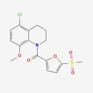 molecular formula C16H16ClNO5S B6966366 (5-chloro-8-methoxy-3,4-dihydro-2H-quinolin-1-yl)-(5-methylsulfonylfuran-2-yl)methanone 