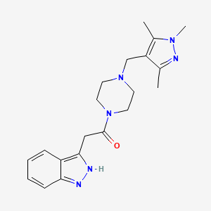 molecular formula C20H26N6O B6966371 2-(2H-indazol-3-yl)-1-[4-[(1,3,5-trimethylpyrazol-4-yl)methyl]piperazin-1-yl]ethanone 