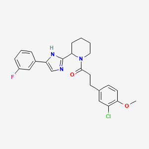 3-(3-chloro-4-methoxyphenyl)-1-[2-[5-(3-fluorophenyl)-1H-imidazol-2-yl]piperidin-1-yl]propan-1-one