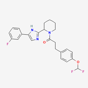 molecular formula C24H24F3N3O2 B6966393 3-[4-(difluoromethoxy)phenyl]-1-[2-[5-(3-fluorophenyl)-1H-imidazol-2-yl]piperidin-1-yl]propan-1-one 