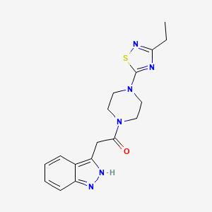 molecular formula C17H20N6OS B6966477 1-[4-(3-ethyl-1,2,4-thiadiazol-5-yl)piperazin-1-yl]-2-(2H-indazol-3-yl)ethanone 