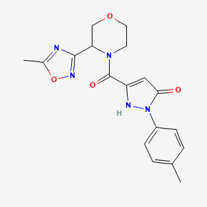 molecular formula C18H19N5O4 B6966551 5-[3-(5-methyl-1,2,4-oxadiazol-3-yl)morpholine-4-carbonyl]-2-(4-methylphenyl)-1H-pyrazol-3-one 