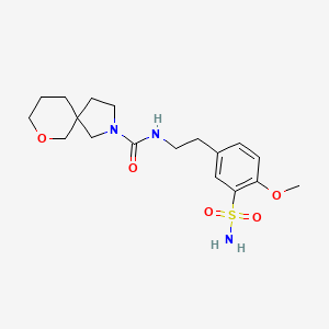 N-[2-(4-methoxy-3-sulfamoylphenyl)ethyl]-7-oxa-2-azaspiro[4.5]decane-2-carboxamide