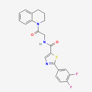 molecular formula C21H17F2N3O2S B6966625 2-(3,4-difluorophenyl)-N-[2-(3,4-dihydro-2H-quinolin-1-yl)-2-oxoethyl]-1,3-thiazole-5-carboxamide 