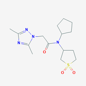 molecular formula C15H24N4O3S B6966656 N-cyclopentyl-2-(3,5-dimethyl-1,2,4-triazol-1-yl)-N-(1,1-dioxothiolan-3-yl)acetamide 