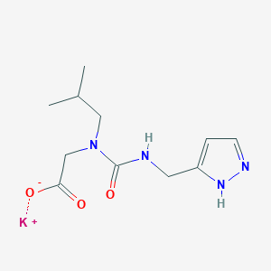 molecular formula C11H17KN4O3 B6966678 potassium;2-[2-methylpropyl(1H-pyrazol-5-ylmethylcarbamoyl)amino]acetate 