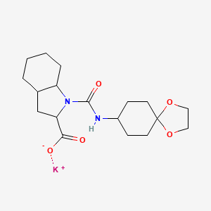 molecular formula C18H27KN2O5 B6966696 Potassium;1-(1,4-dioxaspiro[4.5]decan-8-ylcarbamoyl)-2,3,3a,4,5,6,7,7a-octahydroindole-2-carboxylate 