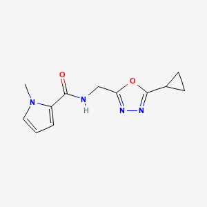 molecular formula C12H14N4O2 B6966706 N-[(5-cyclopropyl-1,3,4-oxadiazol-2-yl)methyl]-1-methylpyrrole-2-carboxamide 