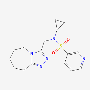 molecular formula C16H21N5O2S B6966716 N-cyclopropyl-N-(6,7,8,9-tetrahydro-5H-[1,2,4]triazolo[4,3-a]azepin-3-ylmethyl)pyridine-3-sulfonamide 