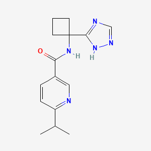 molecular formula C15H19N5O B6966769 6-propan-2-yl-N-[1-(1H-1,2,4-triazol-5-yl)cyclobutyl]pyridine-3-carboxamide 