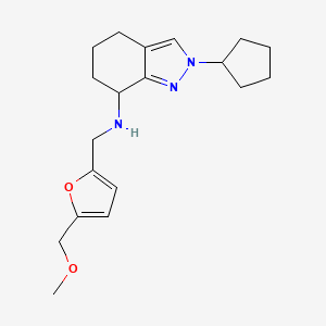 molecular formula C19H27N3O2 B6966785 2-cyclopentyl-N-[[5-(methoxymethyl)furan-2-yl]methyl]-4,5,6,7-tetrahydroindazol-7-amine 