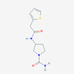 molecular formula C11H15N3O2S B6966831 3-[(2-Thiophen-2-ylacetyl)amino]pyrrolidine-1-carboxamide 