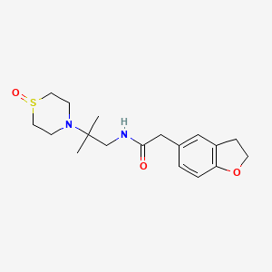 molecular formula C18H26N2O3S B6966865 2-(2,3-dihydro-1-benzofuran-5-yl)-N-[2-methyl-2-(1-oxo-1,4-thiazinan-4-yl)propyl]acetamide 