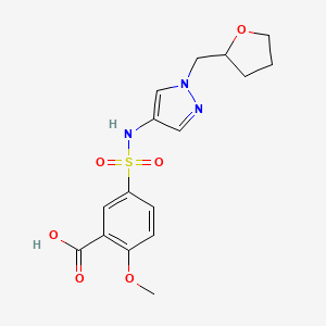 2-Methoxy-5-[[1-(oxolan-2-ylmethyl)pyrazol-4-yl]sulfamoyl]benzoic acid