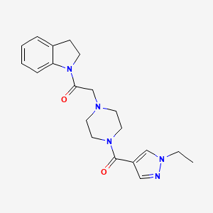 1-(2,3-Dihydroindol-1-yl)-2-[4-(1-ethylpyrazole-4-carbonyl)piperazin-1-yl]ethanone