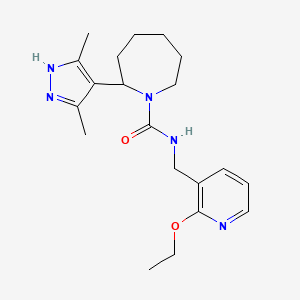 molecular formula C20H29N5O2 B6966897 2-(3,5-dimethyl-1H-pyrazol-4-yl)-N-[(2-ethoxypyridin-3-yl)methyl]azepane-1-carboxamide 