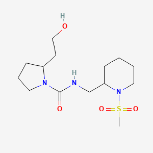 2-(2-hydroxyethyl)-N-[(1-methylsulfonylpiperidin-2-yl)methyl]pyrrolidine-1-carboxamide