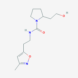 molecular formula C13H21N3O3 B6966945 2-(2-hydroxyethyl)-N-[2-(3-methyl-1,2-oxazol-5-yl)ethyl]pyrrolidine-1-carboxamide 