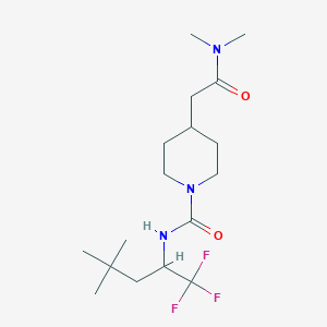 molecular formula C17H30F3N3O2 B6967013 4-[2-(dimethylamino)-2-oxoethyl]-N-(1,1,1-trifluoro-4,4-dimethylpentan-2-yl)piperidine-1-carboxamide 