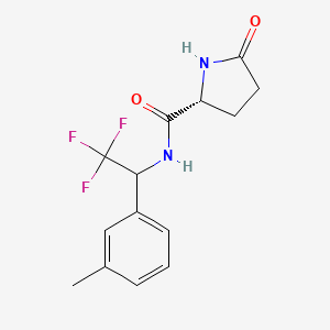 (2R)-5-oxo-N-[2,2,2-trifluoro-1-(3-methylphenyl)ethyl]pyrrolidine-2-carboxamide