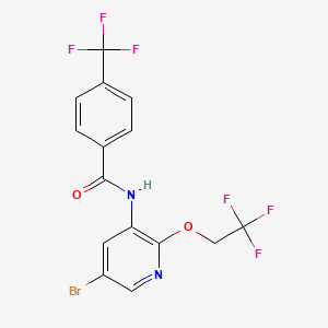 molecular formula C15H9BrF6N2O2 B6967062 N-[5-bromo-2-(2,2,2-trifluoroethoxy)pyridin-3-yl]-4-(trifluoromethyl)benzamide 