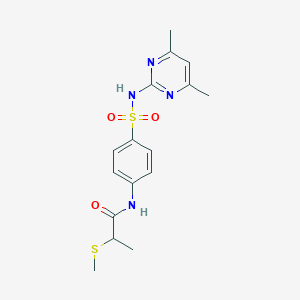 molecular formula C16H20N4O3S2 B6967108 N-[4-[(4,6-dimethylpyrimidin-2-yl)sulfamoyl]phenyl]-2-methylsulfanylpropanamide 