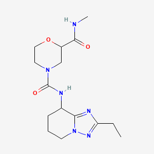 molecular formula C15H24N6O3 B6967117 4-N-(2-ethyl-5,6,7,8-tetrahydro-[1,2,4]triazolo[1,5-a]pyridin-8-yl)-2-N-methylmorpholine-2,4-dicarboxamide 