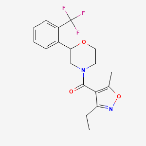 molecular formula C18H19F3N2O3 B6967144 (3-Ethyl-5-methyl-1,2-oxazol-4-yl)-[2-[2-(trifluoromethyl)phenyl]morpholin-4-yl]methanone 