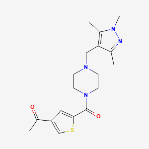 molecular formula C18H24N4O2S B6967186 1-[5-[4-[(1,3,5-Trimethylpyrazol-4-yl)methyl]piperazine-1-carbonyl]thiophen-3-yl]ethanone 