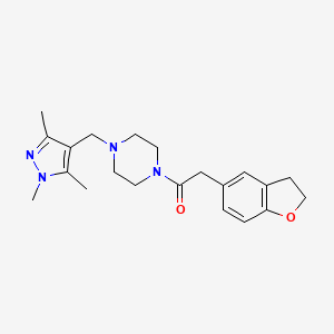 2-(2,3-Dihydro-1-benzofuran-5-yl)-1-[4-[(1,3,5-trimethylpyrazol-4-yl)methyl]piperazin-1-yl]ethanone