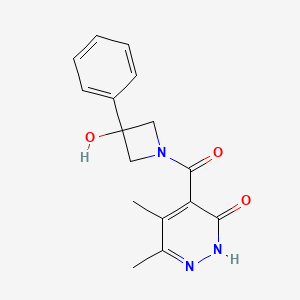 molecular formula C16H17N3O3 B6967203 5-(3-hydroxy-3-phenylazetidine-1-carbonyl)-3,4-dimethyl-1H-pyridazin-6-one 