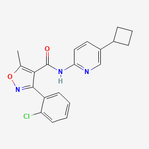 molecular formula C20H18ClN3O2 B6967212 3-(2-chlorophenyl)-N-(5-cyclobutylpyridin-2-yl)-5-methyl-1,2-oxazole-4-carboxamide 