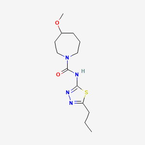 molecular formula C13H22N4O2S B6967291 4-methoxy-N-(5-propyl-1,3,4-thiadiazol-2-yl)azepane-1-carboxamide 