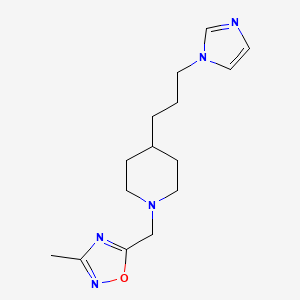 molecular formula C15H23N5O B6967311 5-[[4-(3-Imidazol-1-ylpropyl)piperidin-1-yl]methyl]-3-methyl-1,2,4-oxadiazole 