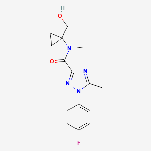 molecular formula C15H17FN4O2 B6967327 1-(4-fluorophenyl)-N-[1-(hydroxymethyl)cyclopropyl]-N,5-dimethyl-1,2,4-triazole-3-carboxamide 