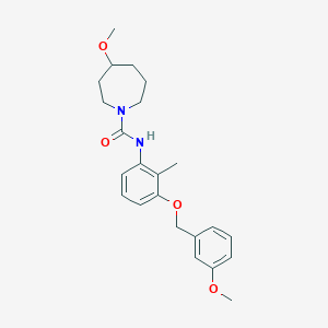 molecular formula C23H30N2O4 B6967346 4-methoxy-N-[3-[(3-methoxyphenyl)methoxy]-2-methylphenyl]azepane-1-carboxamide 