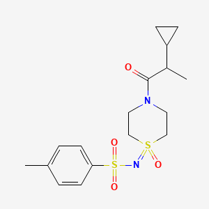 N-[4-(2-cyclopropylpropanoyl)-1-oxo-1,4-thiazinan-1-ylidene]-4-methylbenzenesulfonamide