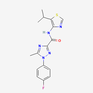 molecular formula C16H16FN5OS B6967431 1-(4-fluorophenyl)-5-methyl-N-(5-propan-2-yl-1,3-thiazol-4-yl)-1,2,4-triazole-3-carboxamide 