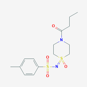 molecular formula C15H22N2O4S2 B6967433 N-(4-butanoyl-1-oxo-1,4-thiazinan-1-ylidene)-4-methylbenzenesulfonamide 