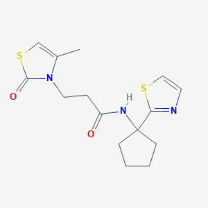 molecular formula C15H19N3O2S2 B6967455 3-(4-methyl-2-oxo-1,3-thiazol-3-yl)-N-[1-(1,3-thiazol-2-yl)cyclopentyl]propanamide 