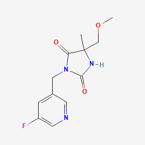 molecular formula C12H14FN3O3 B6967457 3-[(5-Fluoropyridin-3-yl)methyl]-5-(methoxymethyl)-5-methylimidazolidine-2,4-dione 