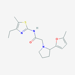 molecular formula C17H23N3O2S B6967478 N-(4-ethyl-5-methyl-1,3-thiazol-2-yl)-2-[2-(5-methylfuran-2-yl)pyrrolidin-1-yl]acetamide 