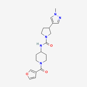 molecular formula C19H25N5O3 B6967497 N-[1-(furan-3-carbonyl)piperidin-4-yl]-3-(1-methylpyrazol-4-yl)pyrrolidine-1-carboxamide 